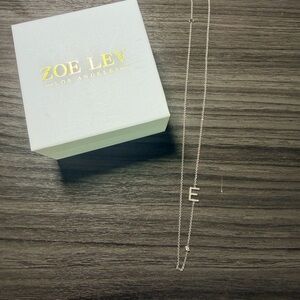 14k white gold diamond asymmetrical diamond initial and bezel necklaces